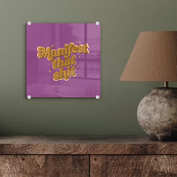 Manifest that shit - Paars - Glitter plexiglas 5mm klein -sfeer3
