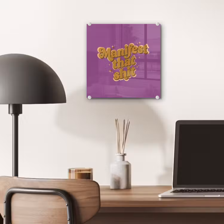 Manifest that shit - Paars - Glitter plexiglas 5mm klein -sfeer6