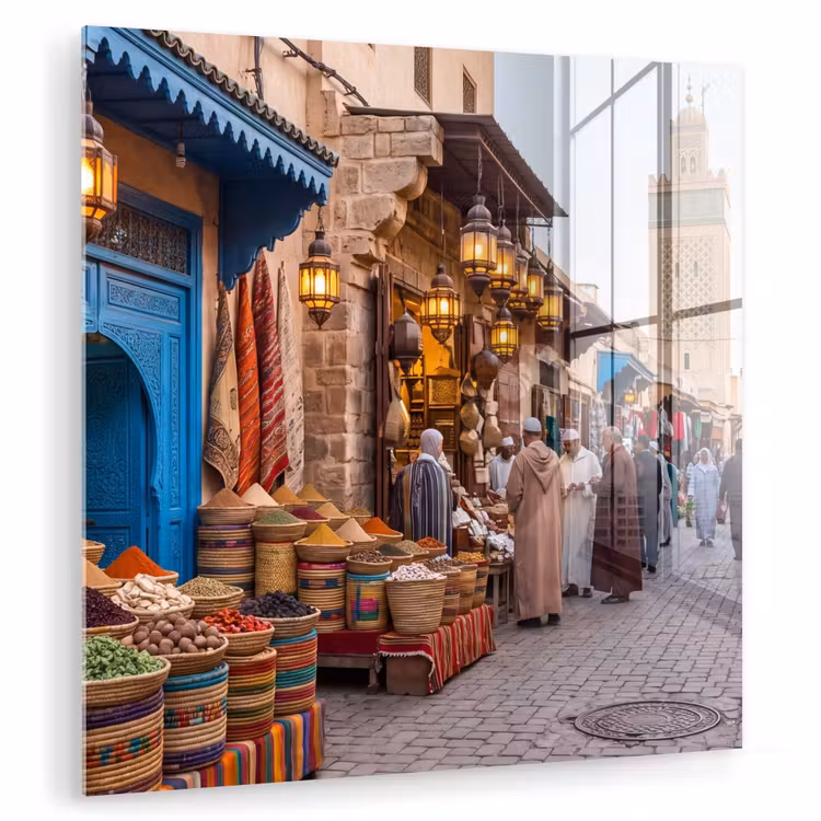 Glas schilderij - Markt - Oosters - Kleurrijk - Markt - Oosters - Kleurrijk plexiglas 5mm klein