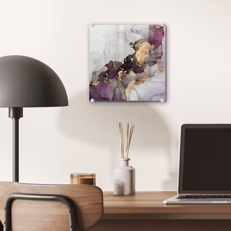 Marmer - Abstract - Goud - Paars plexiglas 5mm klein -sfeer6