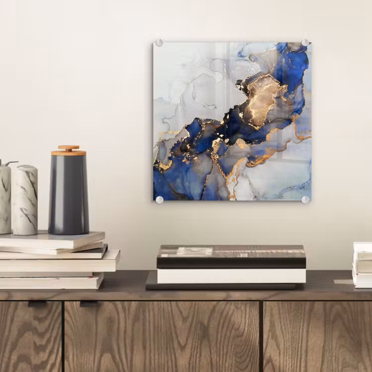 Marmer - Blauw - Goud plexiglas 5mm klein -sfeer1