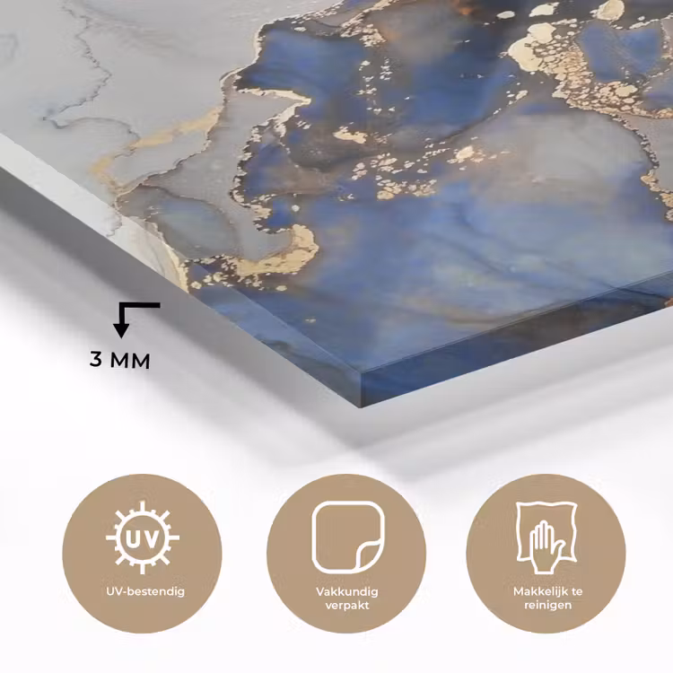 Marmer - Blauw - Goud plexiglas 5mm klein -sfeer2