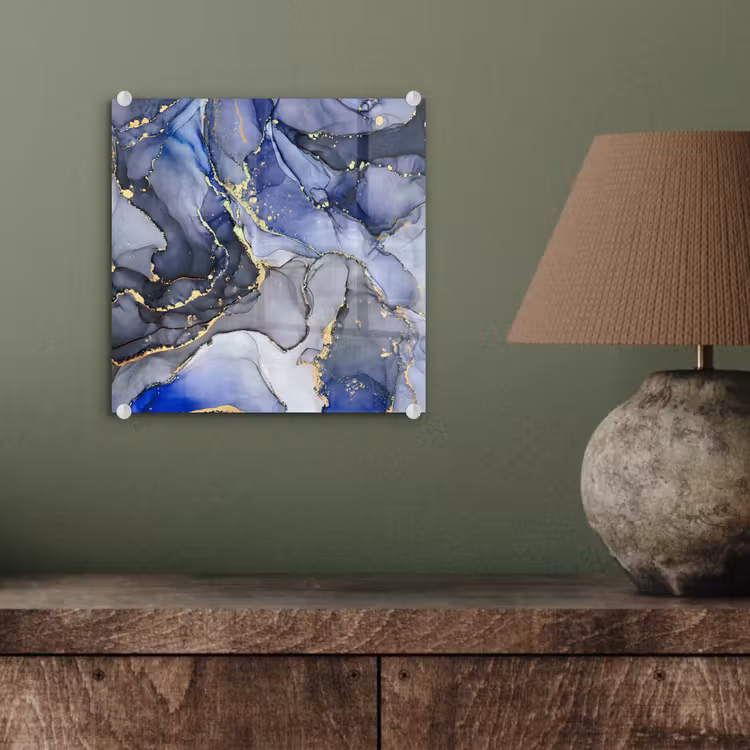 Marmer - Goud - Abstract - Blauw plexiglas 5mm klein -sfeer3