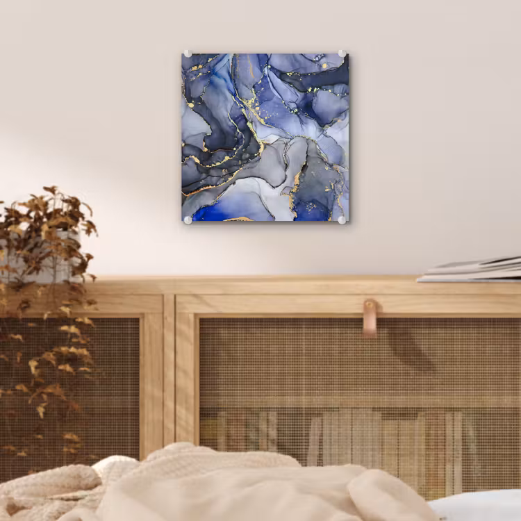 Marmer - Goud - Abstract - Blauw plexiglas 5mm klein -sfeer4