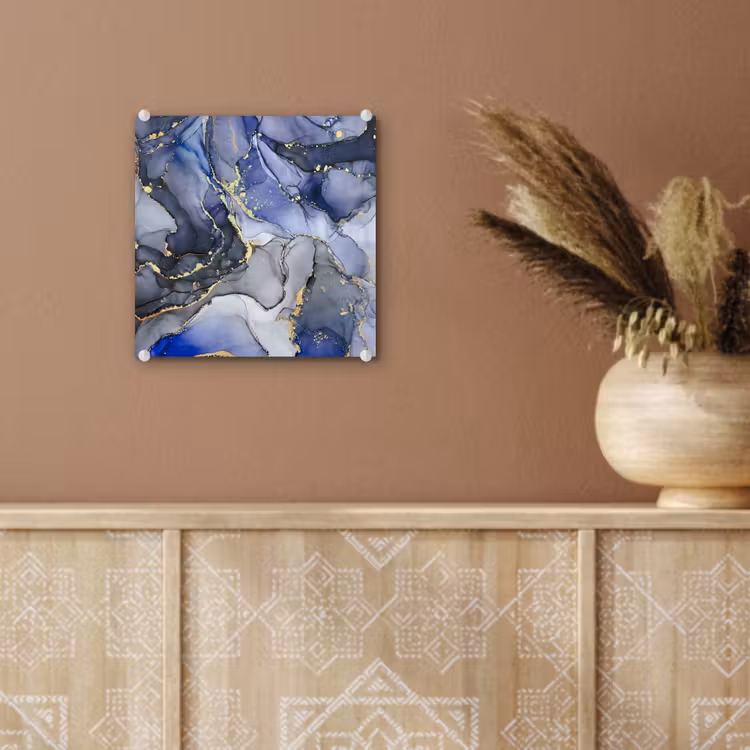 Marmer - Goud - Abstract - Blauw plexiglas 5mm klein -sfeer5