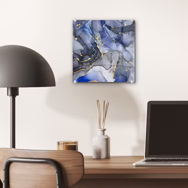 Marmer - Goud - Abstract - Blauw plexiglas 5mm klein -sfeer6