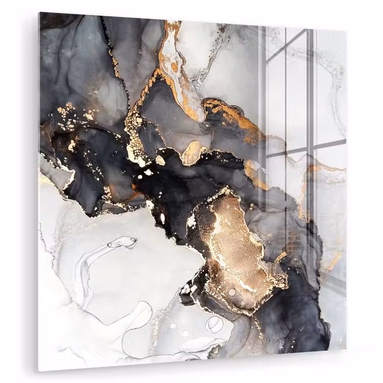 Marmer - Goud - Abstract - Zwart Wit - Luxe plexiglas 5mm klein -zzzproduct_nieuw