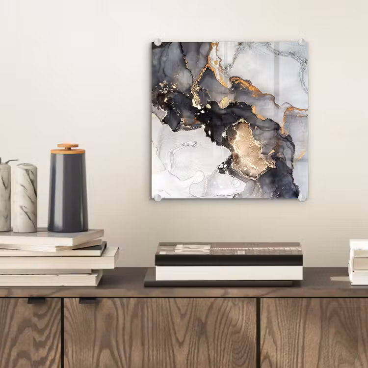 Marmer - Goud - Abstract - Zwart Wit - Luxe plexiglas 5mm klein -sfeer1
