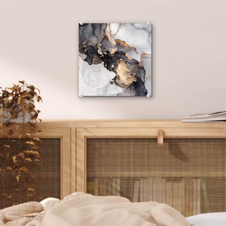 Marmer - Goud - Abstract - Zwart Wit - Luxe plexiglas 5mm klein -sfeer4