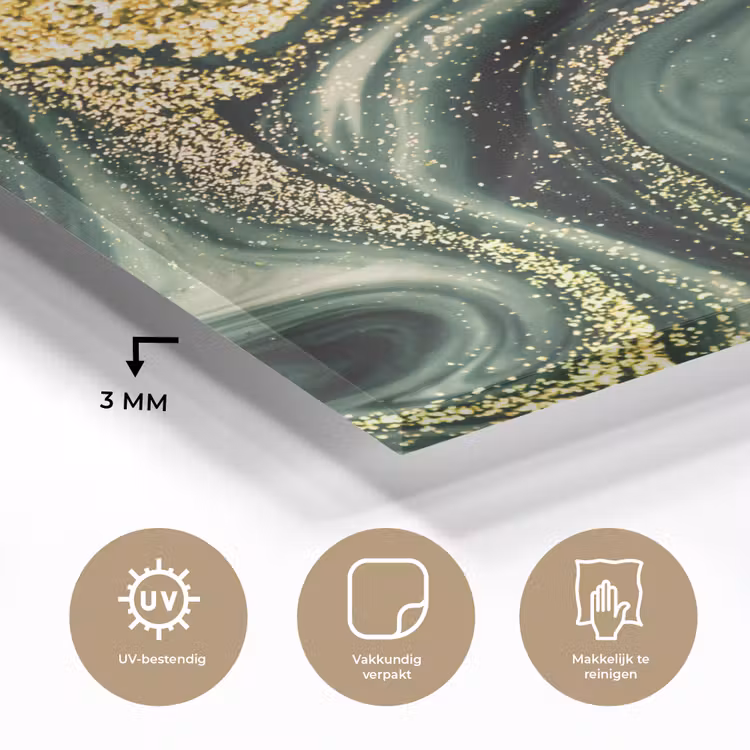 Marmer - Goud - Glitter - Groen - Marmerlook - Luxe plexiglas 5mm klein -sfeer2
