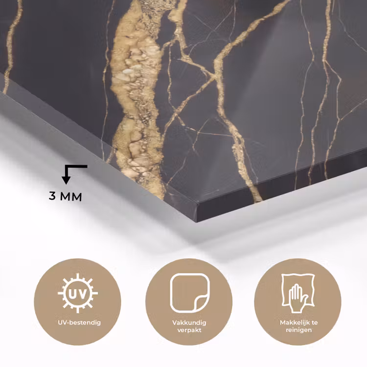 Marmer - Goud - Textuur - Abstract - Zwart plexiglas 5mm klein -sfeer2
