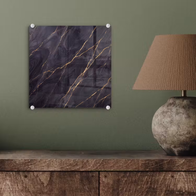 Marmer - Goudaders - Abstract - Modern - Zwart plexiglas 5mm klein -sfeer3