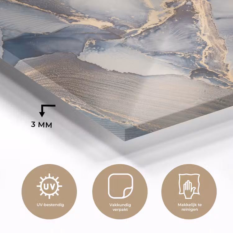 Marmer - Grijs - Blauw - Luxe - Goud plexiglas 5mm klein -sfeer2