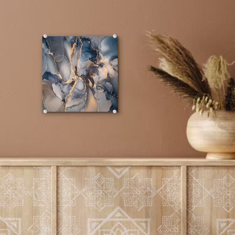 Marmer - Grijs - Blauw - Luxe - Goud plexiglas 5mm klein -sfeer5