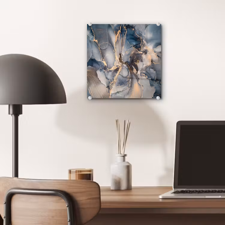 Marmer - Grijs - Blauw - Luxe - Goud plexiglas 5mm klein -sfeer6