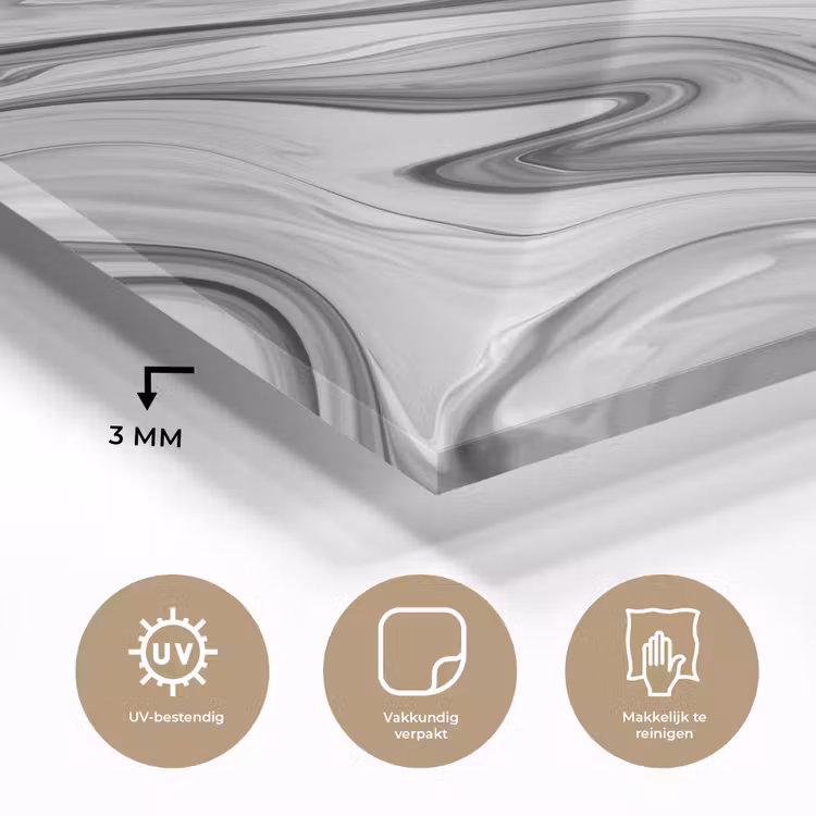 Marmer - Patronen - Grijs - Marmerlook - Zwart plexiglas 5mm klein -sfeer2