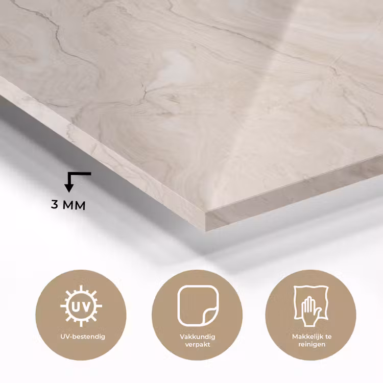Marmer - Patroon - Beige - Steen - Abstract plexiglas 5mm klein -sfeer2