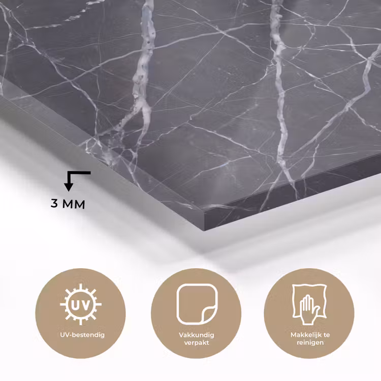 Marmer - Patroon - Modern - Zwart - Wit plexiglas 5mm klein -sfeer2