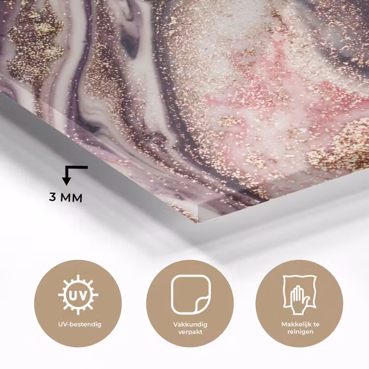 Marmer - Roze - Goud - Glitter - Marmerlook plexiglas 5mm klein -sfeer2