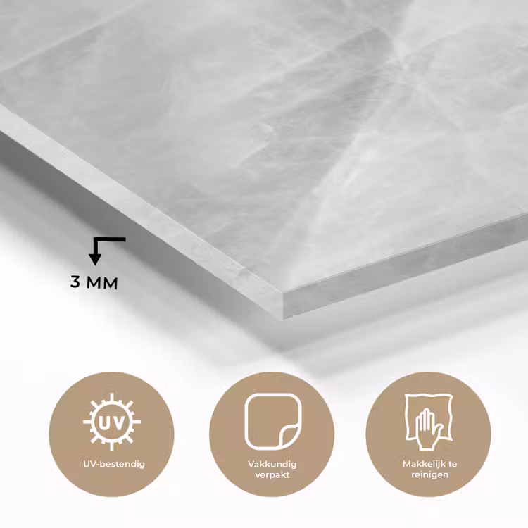 Marmer - Steen - Wit - Luxe - Marmerlook plexiglas 5mm klein -sfeer2