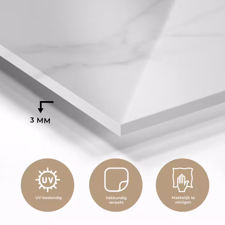 Marmer - Structuur - Wit - Grijs - Steen - Marmerlook plexiglas 5mm klein -sfeer2
