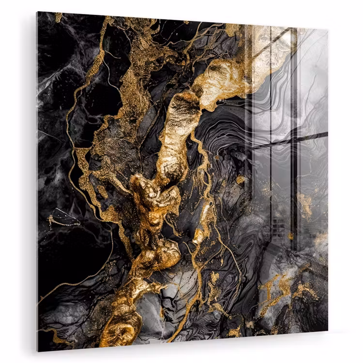 Marmer - Zwart - Goud - Abstract plexiglas 5mm klein -zzzproduct_nieuw