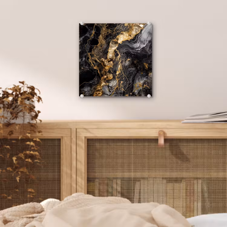 Marmer - Zwart - Goud - Abstract plexiglas 5mm klein -sfeer4