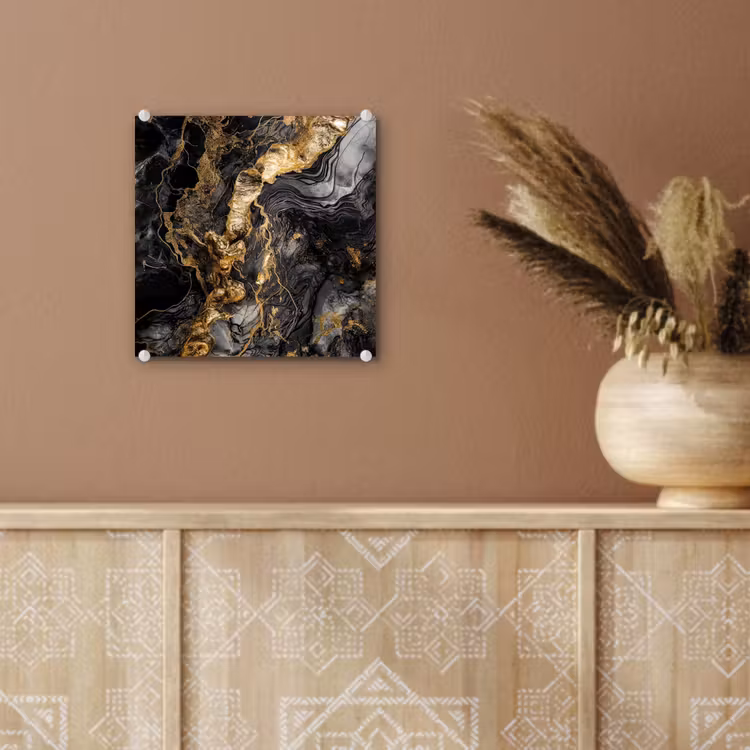Marmer - Zwart - Goud - Abstract plexiglas 5mm klein -sfeer5