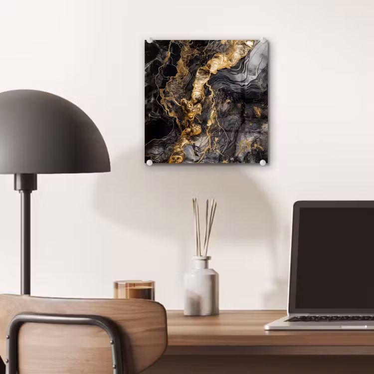 Marmer - Zwart - Goud - Abstract plexiglas 5mm klein -sfeer6