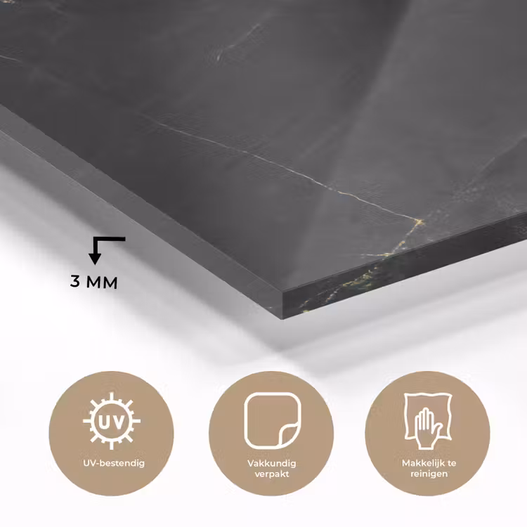 Marmer - Zwart - Goud - Chic - Marmerlook - Design plexiglas 5mm klein -sfeer2
