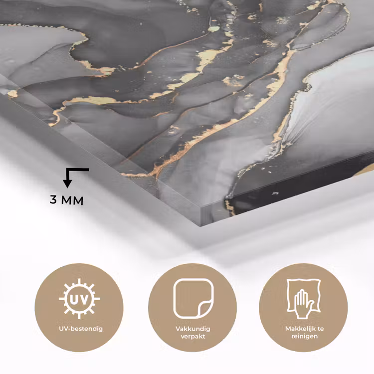 Marmer - Zwart - Goud - Grijs plexiglas 5mm klein -sfeer2