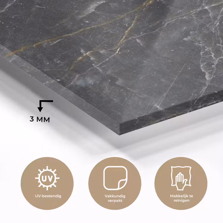 Marmer - Zwart - Goud - Grijs - Marmerstructuur plexiglas 5mm klein -sfeer2