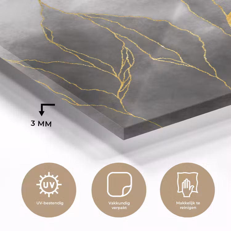 Marmer - Zwart - Goud - Luxe - Marmerlook plexiglas 5mm klein -sfeer2