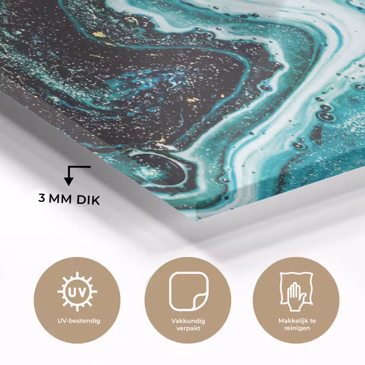 Marmerlook - Blauw - Goud - Glitter - Luxe - Marmer plexiglas 5mm klein -sfeer2
