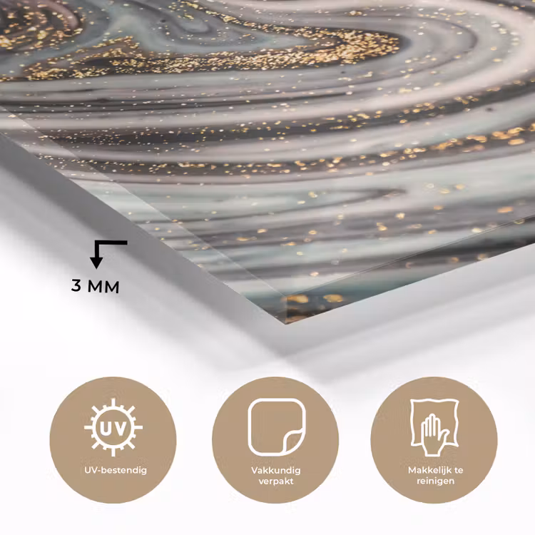 Marmerlook - Goud - Glitter - Luxe - Marmer - Wit plexiglas 5mm klein -sfeer2