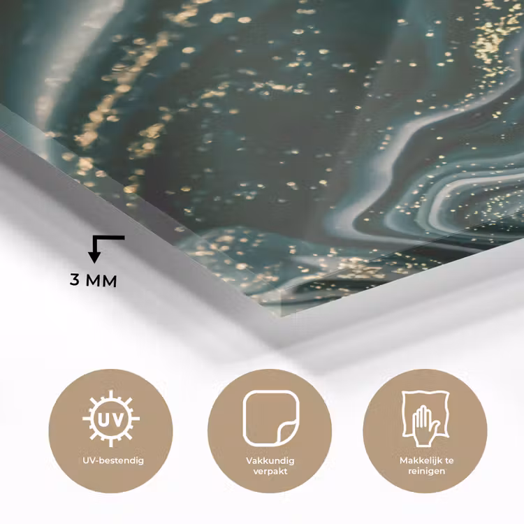 Marmerlook - Goud - Groen - Glitter - Design - Marmer plexiglas 5mm klein -sfeer2
