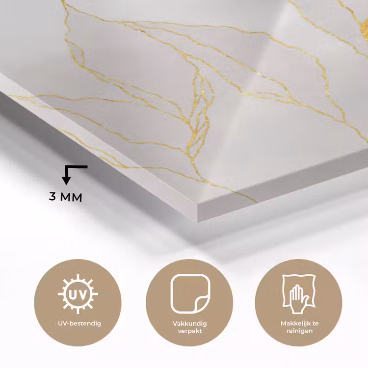 Marmerlook - Grijs - Goud - Chic - Marmer plexiglas 5mm klein -sfeer2