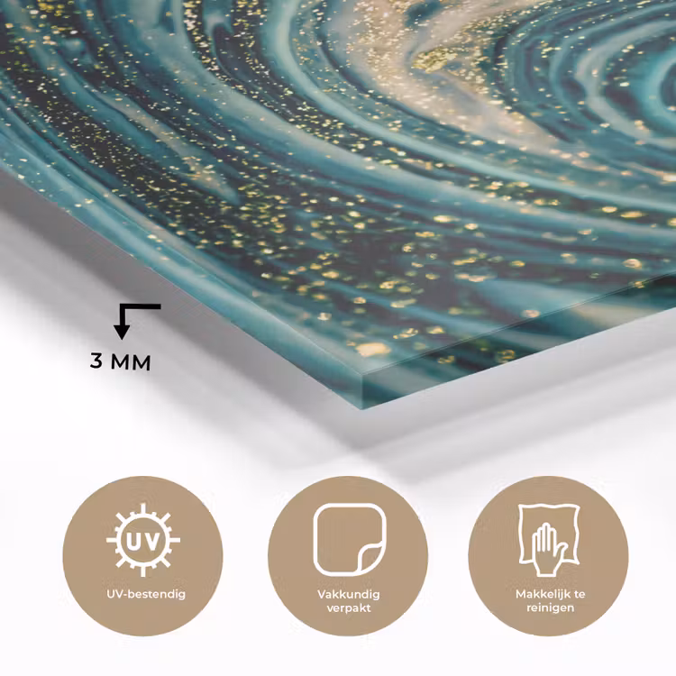 Marmerlook - Luxe - Goud - Turquoise - Glitter plexiglas 5mm klein -sfeer2