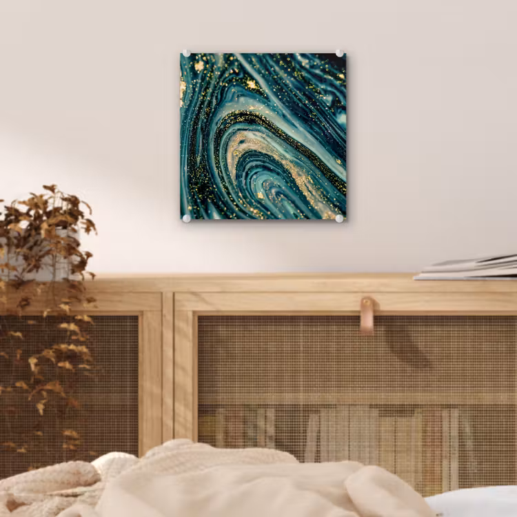 Marmerlook - Luxe - Goud - Turquoise - Glitter plexiglas 5mm klein -sfeer4