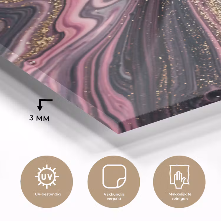 Marmerlook - Roze - Paars - Goud - Luxe - Marmer plexiglas 5mm klein -sfeer2