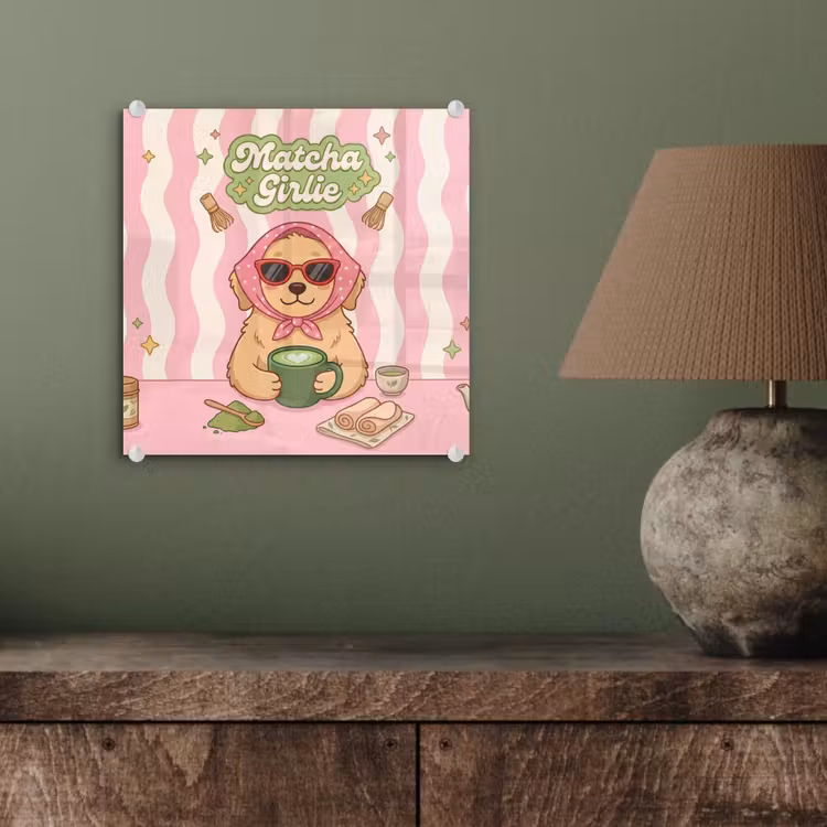 Matcha - Hond - Roze - Groen plexiglas 5mm klein -sfeer3