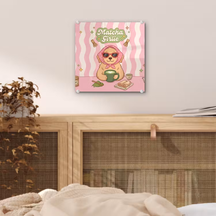 Matcha - Hond - Roze - Groen plexiglas 5mm klein -sfeer4