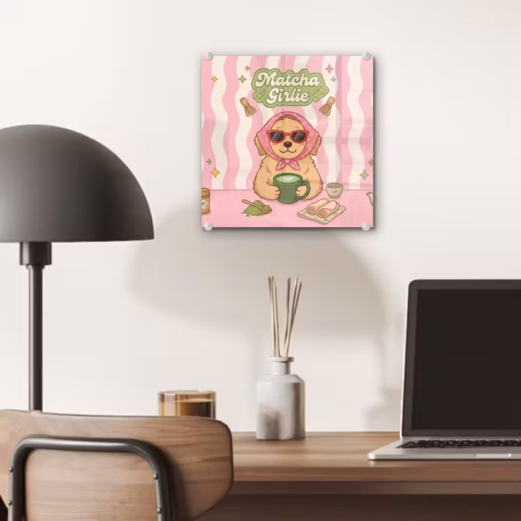 Matcha - Hond - Roze - Groen plexiglas 5mm klein -sfeer6