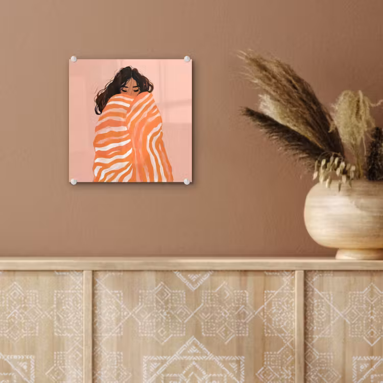 Meisje - Deken - Gestreept - Oranje plexiglas 5mm klein -sfeer5