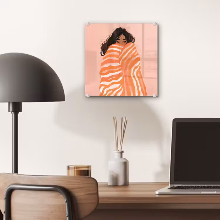 Meisje - Deken - Gestreept - Oranje plexiglas 5mm klein -sfeer6