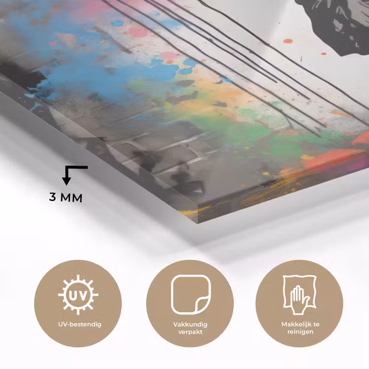 Meisje - Kunst - Paraplu - Graffiti - Kleuren - Muur plexiglas 5mm klein -sfeer2