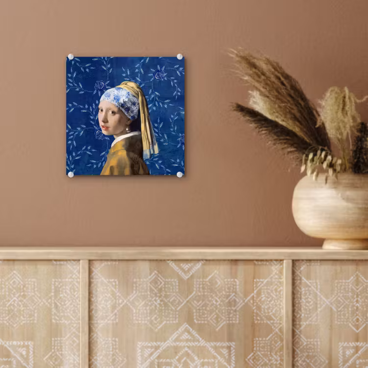 Meisje met de parel - Delfts blauw - Vermeer - Bloemen - Schilderij - Oude meesters plexiglas 5mm klein -sfeer5