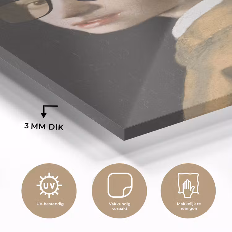 Meisje met de parel - Johannes Vermeer - Bril plexiglas 5mm klein -sfeer2