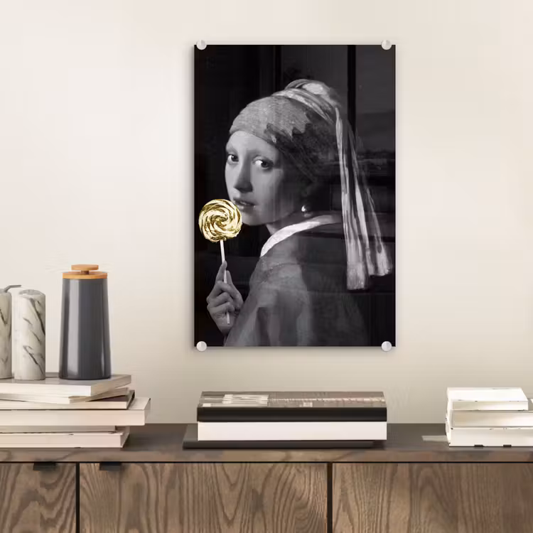 Meisje met de parel - Johannes Vermeer - Lolly - Goud plexiglas 5mm klein -sfeer1