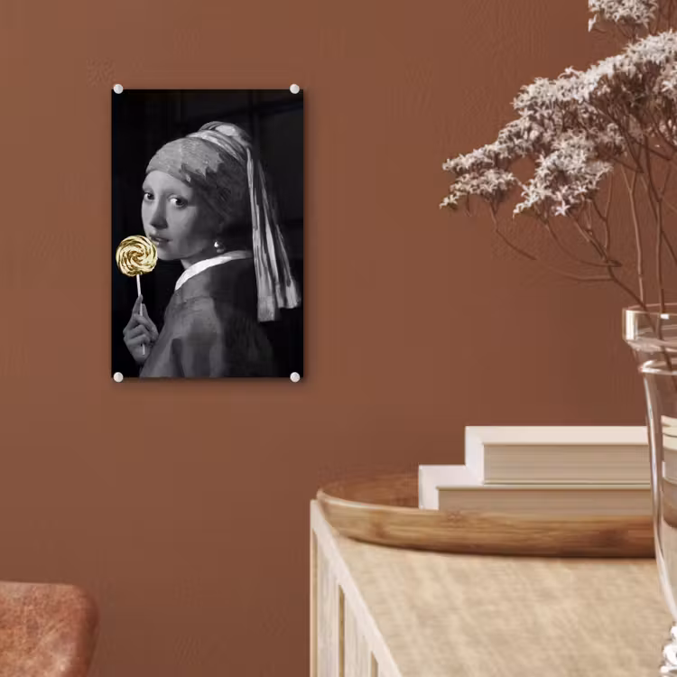 Meisje met de parel - Johannes Vermeer - Lolly - Goud plexiglas 5mm klein -sfeer5